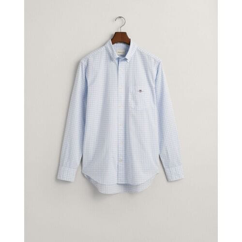 Gant Overhemd Gingham Check Poplin Button Down Licht Blauw / male