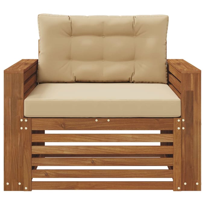 vidaXL - Buitensofa - Massief - Acacia - Hout - en - Polyester - Natuurlijk - en - Beige