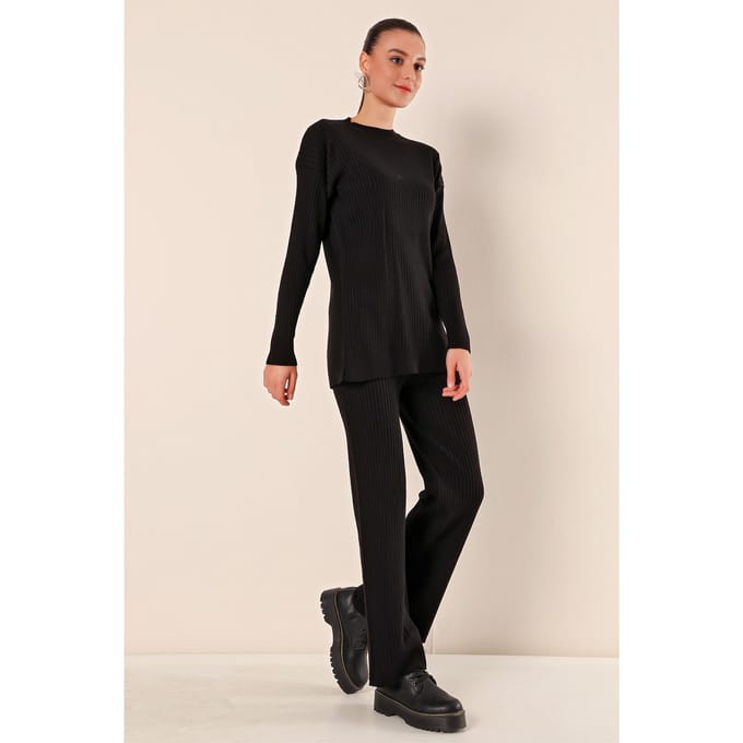 Geribbelde Breigoed Twee-delige Co-ord Set