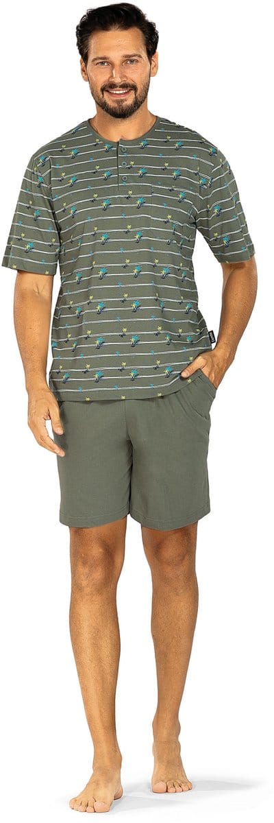 Comte - Heren Shortama - Zomer - Katoen - Palm Stripes Green - Maat S