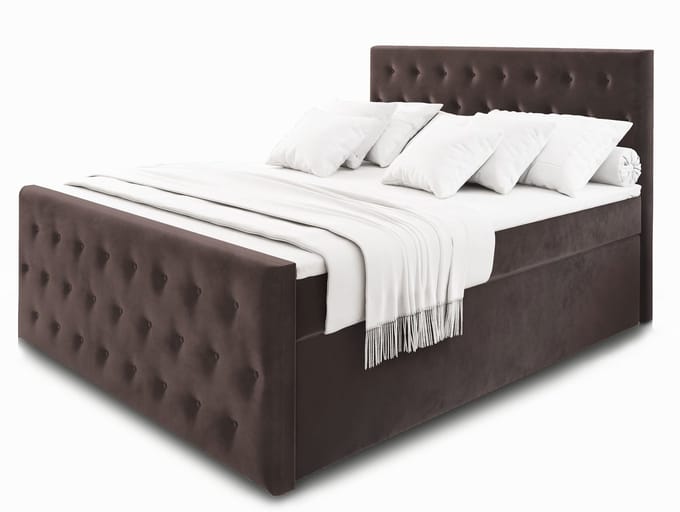 Boxspring FONDI 180x200 cm met matras en topper, bedkasten - Bruin