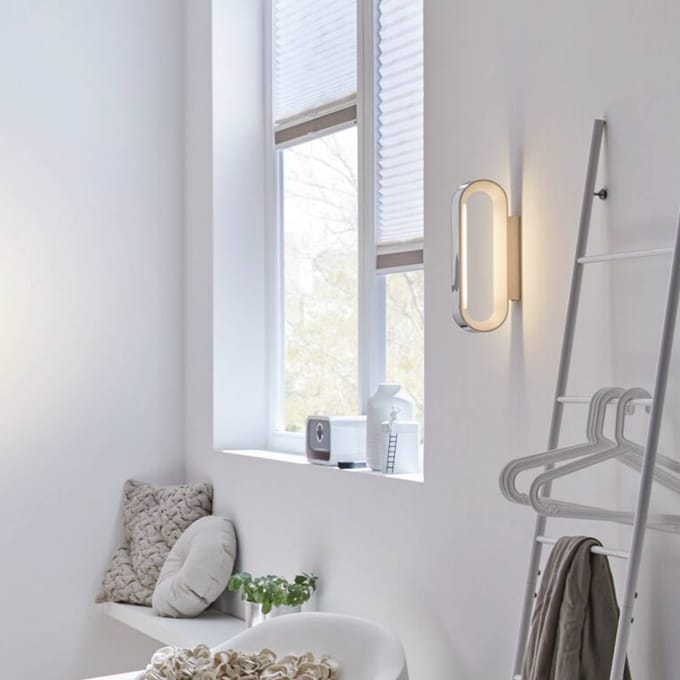 LED-wandlamp Agena IP44 2700K 1200lm 230V 20W dimbaar Chroom, Wit mat