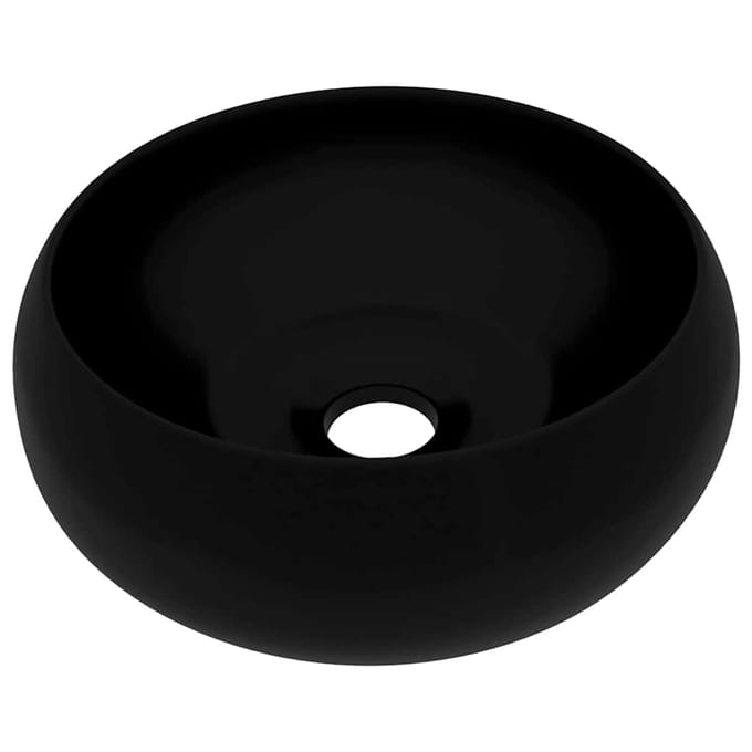 vidaXL - Wastafel - rond - 40x15 - cm - keramiek - matzwart