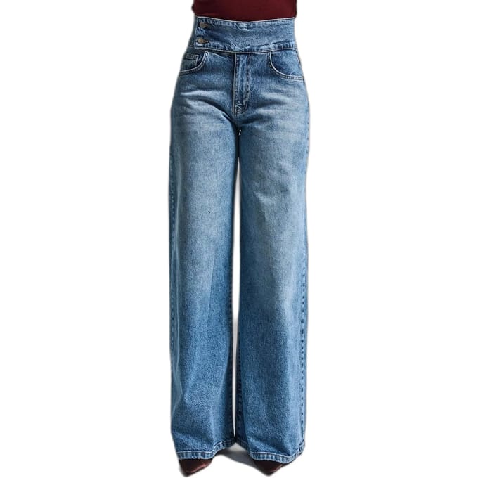 It's Basic - Palazzo Mid Rise Jeans - Aqua