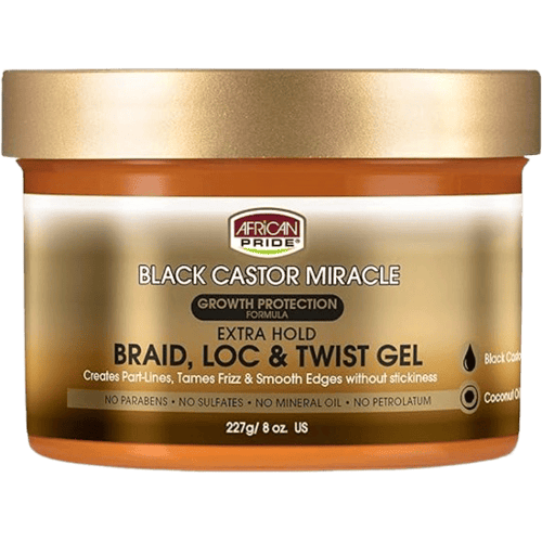 AFRICAN PRIDE- BLACK CASTOR MIRACLE - BRAID LOC TWIST GEL 8OZ