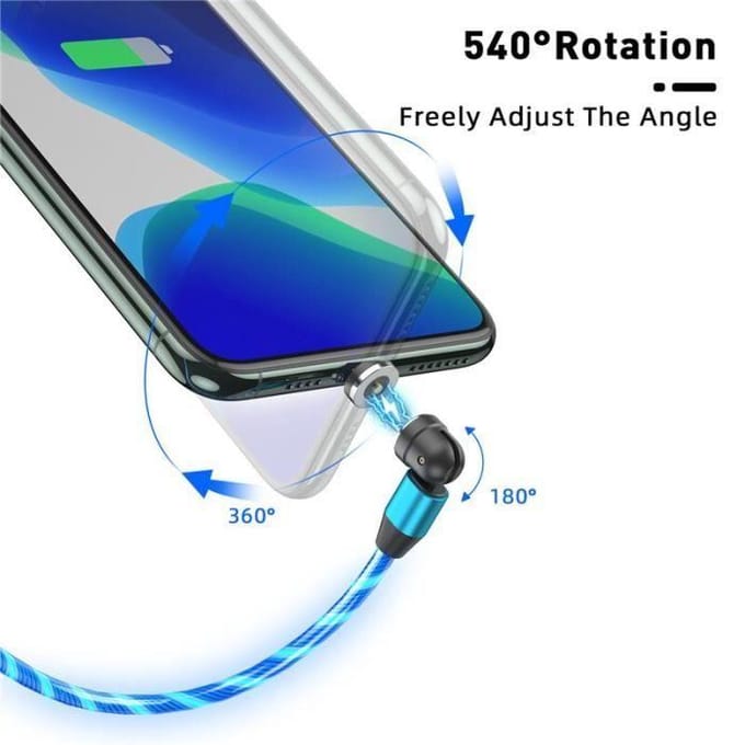 Rood Type C-1m -magnetische USB type c-kabel met 540° roterende LED-verlichting, snelladen, USB-Micro-kabel, voor iPhone 12
