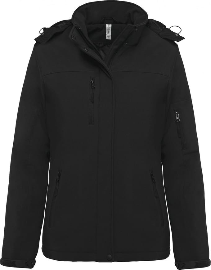 Kariban Gewatteerde softshell damesparka met capuchon K651 - Black - S