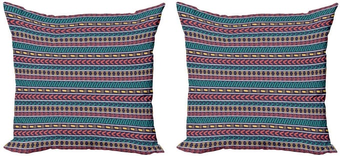 ABAKUHAUS Gestreepte Kussenhoezen – Set 2x40x40 cm – Dubbelzijdige Print – Microvezel – Multicolor