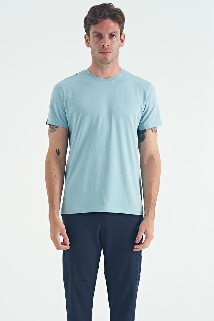 Heren Katoen Elastan Ronde Hals T-Shirt