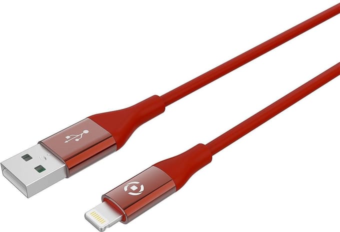 Celly Oplaadkabel 12W - USB kabel - USB-A naar Lightning kabel geschikt voor iPhone - 3.0m - Rood