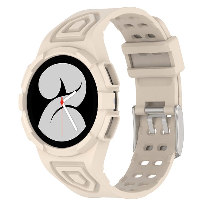 Samsung Galaxy Watch 4 44mm siliconen bandje met frame (ivoor wit)