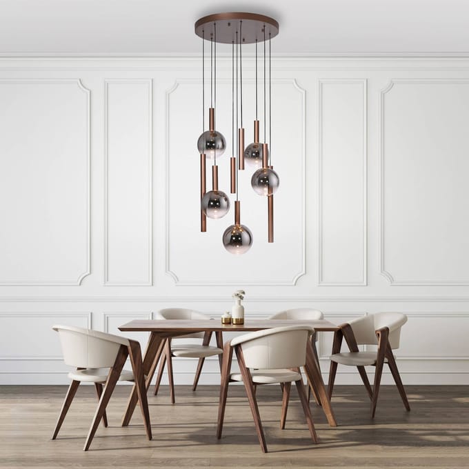 Paul Neuhaus LED hanglamp Bowl, Ø 63 cm, bruin/grijs