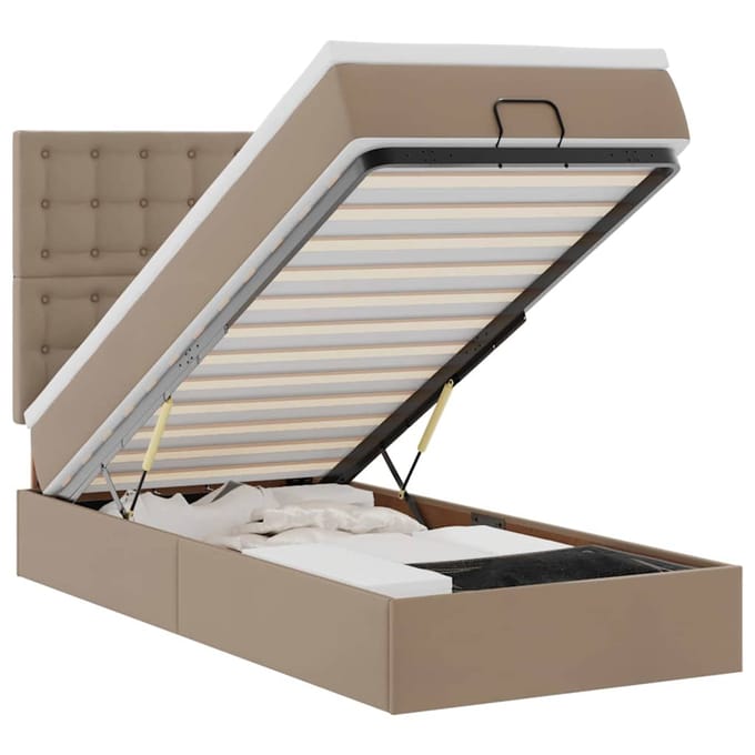 vidaXL - Ottoman - bed - met - matras - en - LED's - 90x200cm - kunstleer