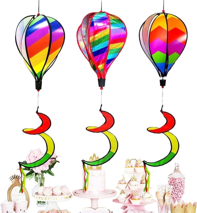 Windspinners Set - Windmolentjes Decoratie - Tuin Verfraaien - Naadloos Stikontwerp - 3-delig - Multicolor