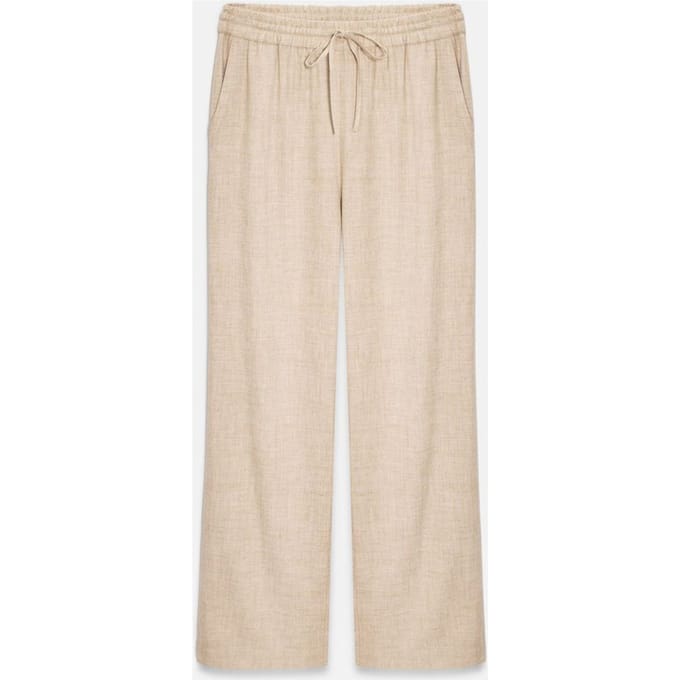 Dames Wijdpijps Geweven Broek met Koord-in-Taille