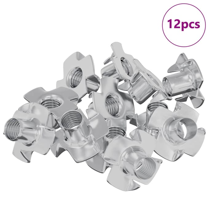 vidaXL - Geprongde - T-moer - 12 - st - Zilver - M6 - mm - Staal