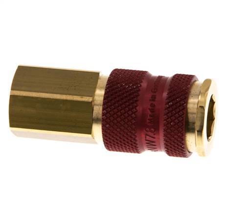 Messing DN 7.2 (Euro) Rood-Coded Luchtkoppeling Snelkoppeling G 1/4 inch Binnendraad - CLS7-F-B-RED-P-CD-014