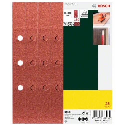 Bosch 25-delige schuurbladenset - 93 x 230 mm - korrel 180