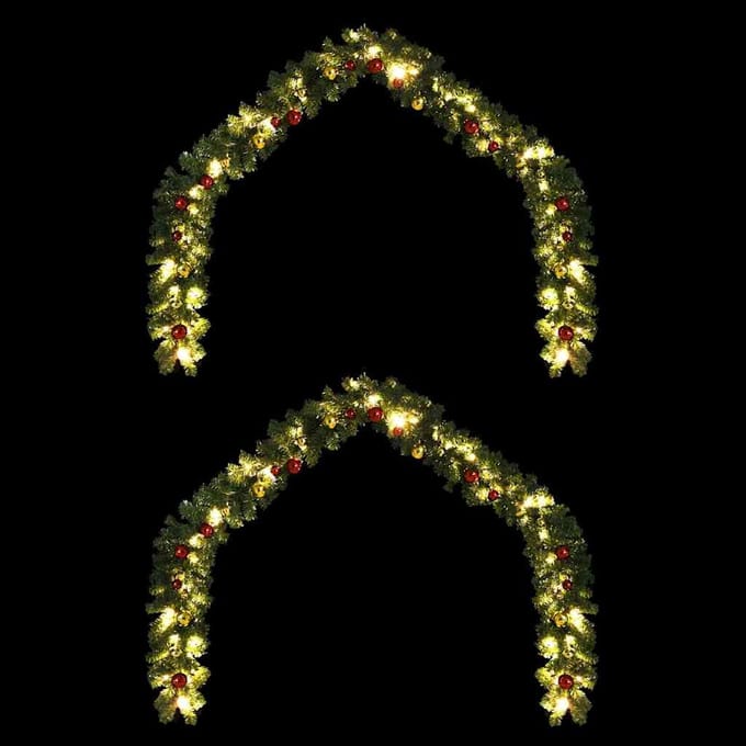 vidaXL - Kerstkrans - 2 - st - 600 - LED's - Groen - 20 - m - PVC