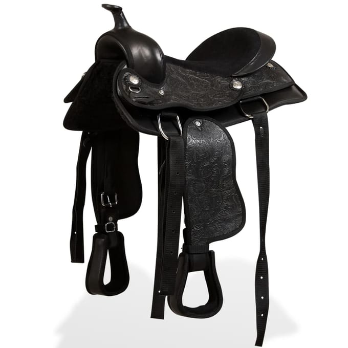 Ensemble de licol et de poitrail de selle western Cuir véritable 12 Noir