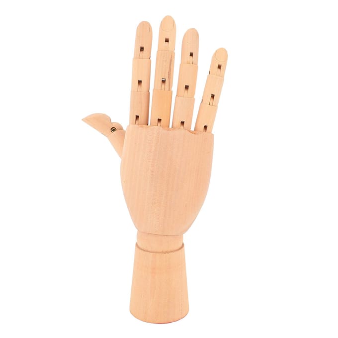 Houten Handmodel Flexibele Beweegbare Vingers Rechterhand Mannequin Figuur voor Display Tekenen Studie beige