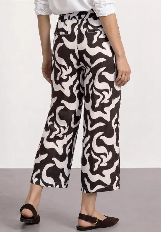 7/8 Mid Waist broek met Wide Legs en print