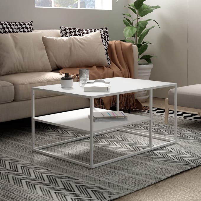 Salontafel Solund met plank 45x90x60 cm wit mat [en.casa]