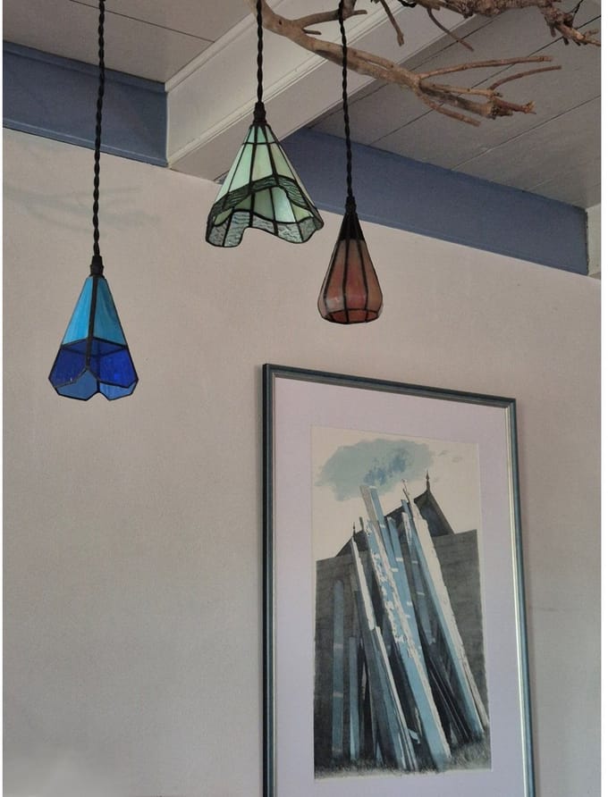 Creatieve Tiffany lamp aan linnen snoer Solid - Art Deco Trade