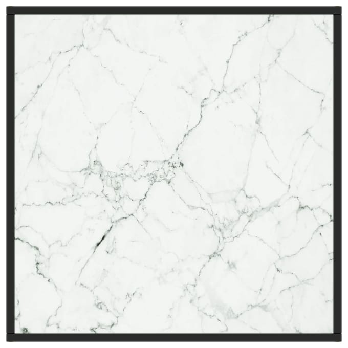 vidaXL - Salontafel - met - wit - marmerglas - 80x80x35 - cm - zwart
