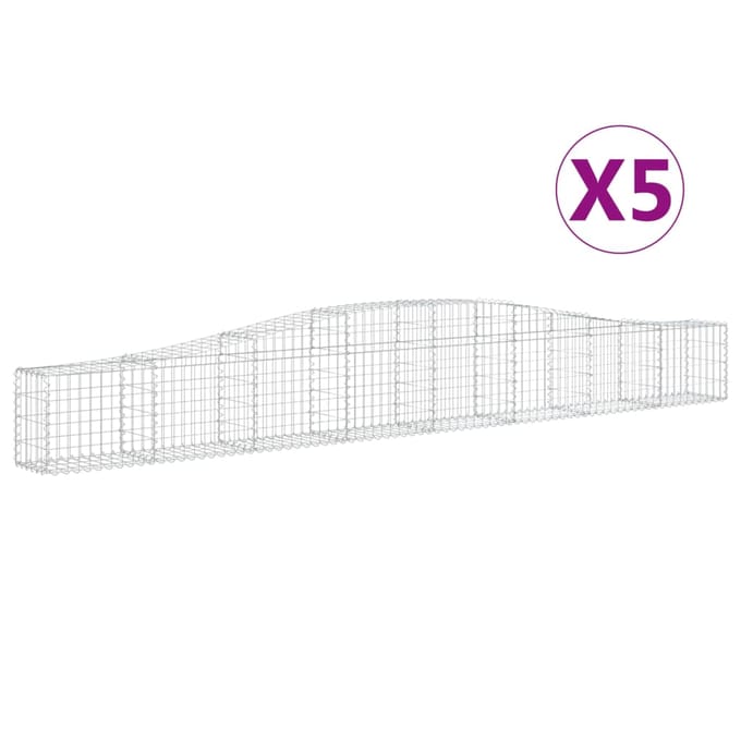 vidaXL - Schanskorven - 5 - st - gewelfd - 400x30x40/60 - cm - ijzer
