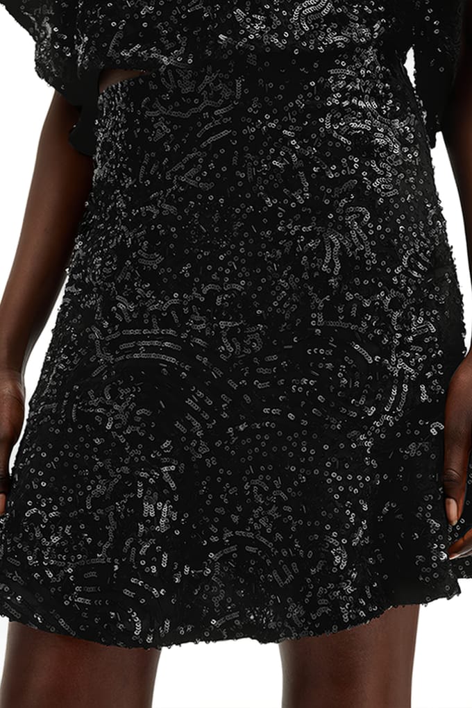 AllSaints Ivy Emb Skirt Black Größe: 10 | Miniröcke Outlet | Damen | Schwarz