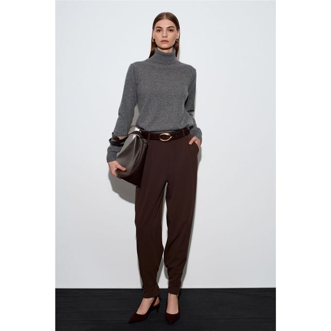 Dames Hoge Taille Wijde Pijpen Crepe Broek