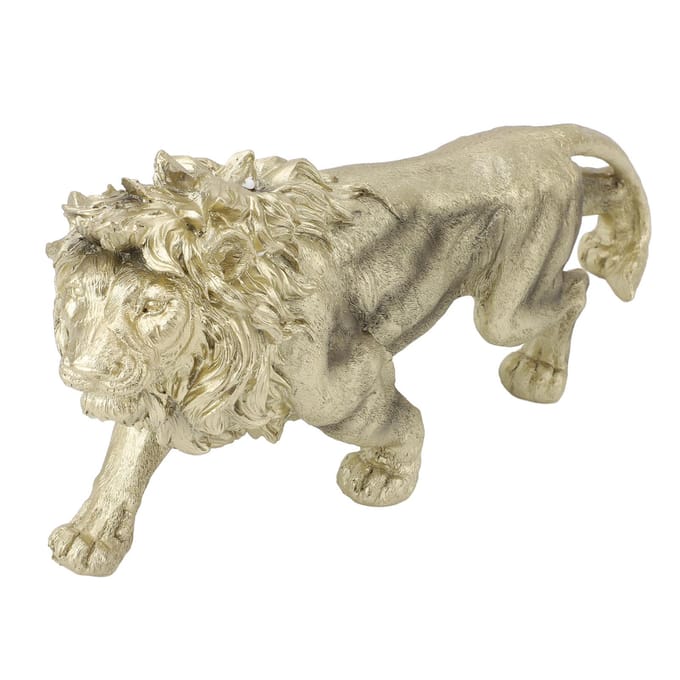 Leeuwenbeeld Figurine Moderne Kunst Sculptuur Handgemaakt Polyresin Dierenbeeld voor Kantoor Huisdecoratie beige