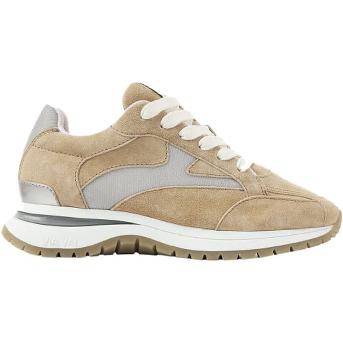 VIA VAI Usher Riggs Sneakers dames - Leer,Mesh,Su�de - Beige