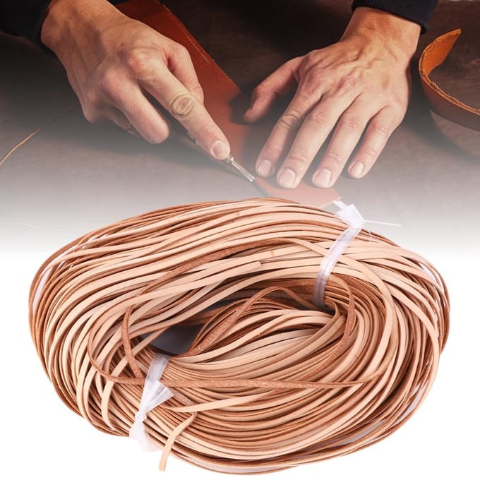 Handgemaakt DIY Platte Lederen Koord 100m Lang Gevlochten Eerste Laag Leer Ambachtelijk Koord Leer Kleur brown