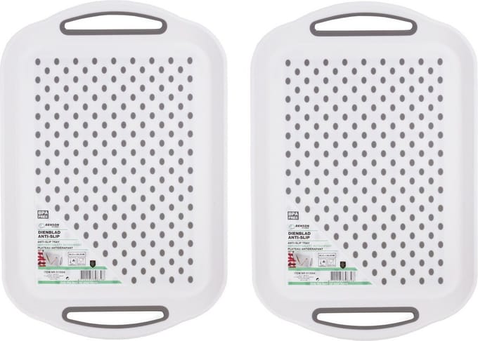 Benson Dienblad antislip - 2x - rechthoekig - wit - 40 x 28 cm - serveerblad