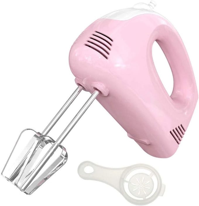 Elektrische handmixer 120W - 5 snelheden - 2 roerstaven - roze