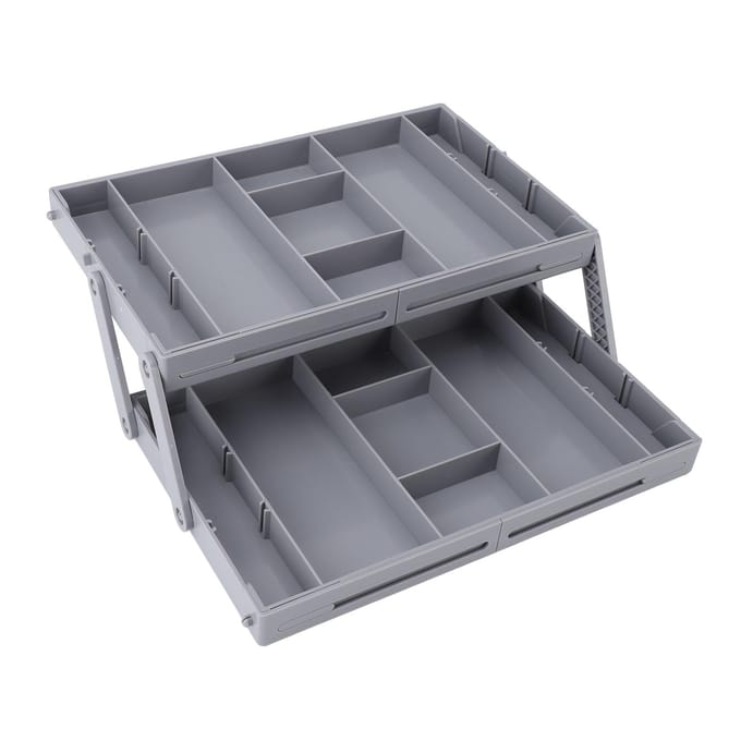 Lade Organizer Enkele Rij Uitbreidbaar Opvouwbaar Sieraden Organizer Bakje Oorbellen Opberg Display Case gray