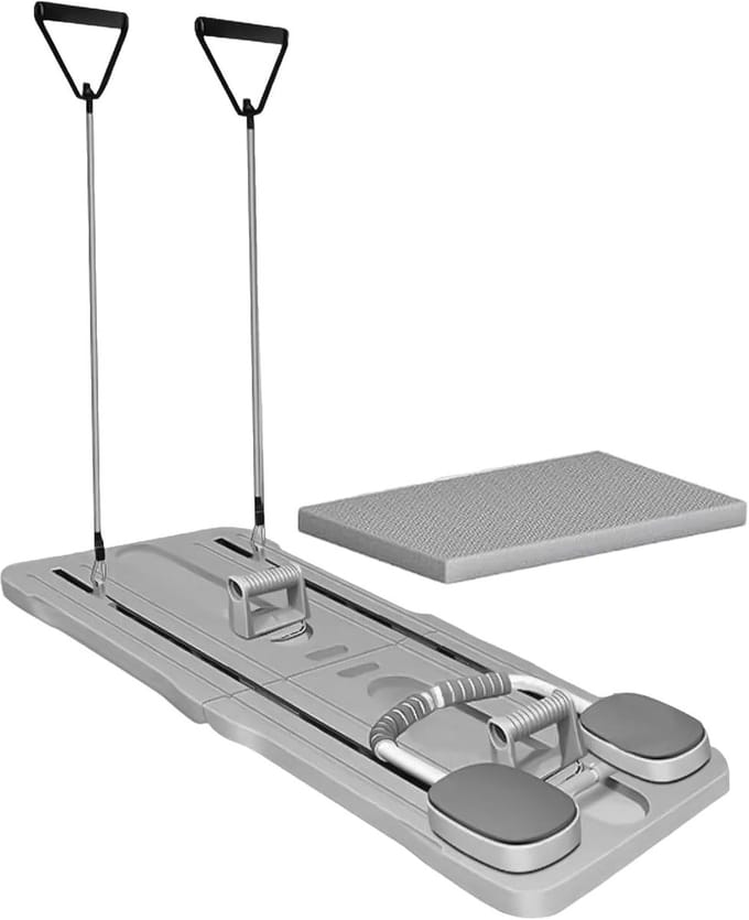 Buikspierroller Plank - Core Trainer - Krachtige Core Training - Automatische Rebound - 105 cm Lengte - Grijs