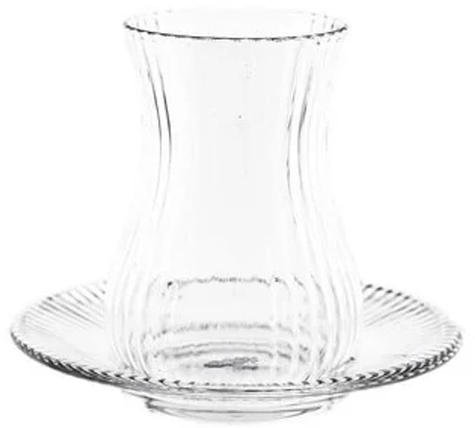 Mulex theeglazen set – MX151576 – hittebestendig – helder – 6x200 ml, geribbeld