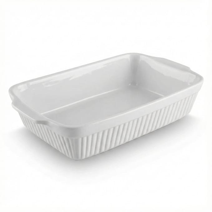 YUGN Ovenschaal Rechthoekig Keramiek 35x20x5 cm Lasagne Schaal Wit