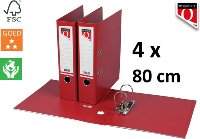 4 X Ordner Quantore - A4 - 80mm breed - PP kunststof - bordeaux