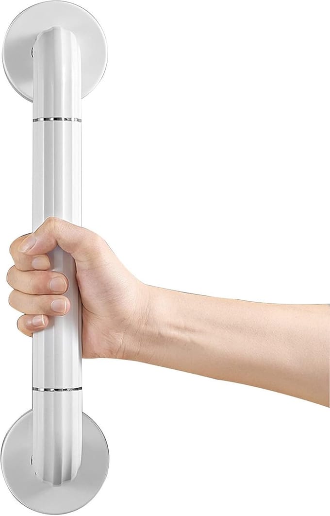 Veiligheidsbeugel Badkamer - Stevige Handgreep - Extra Ondersteuning - Geperforeerde Wandmontage - 48 cm Lengte - Wit