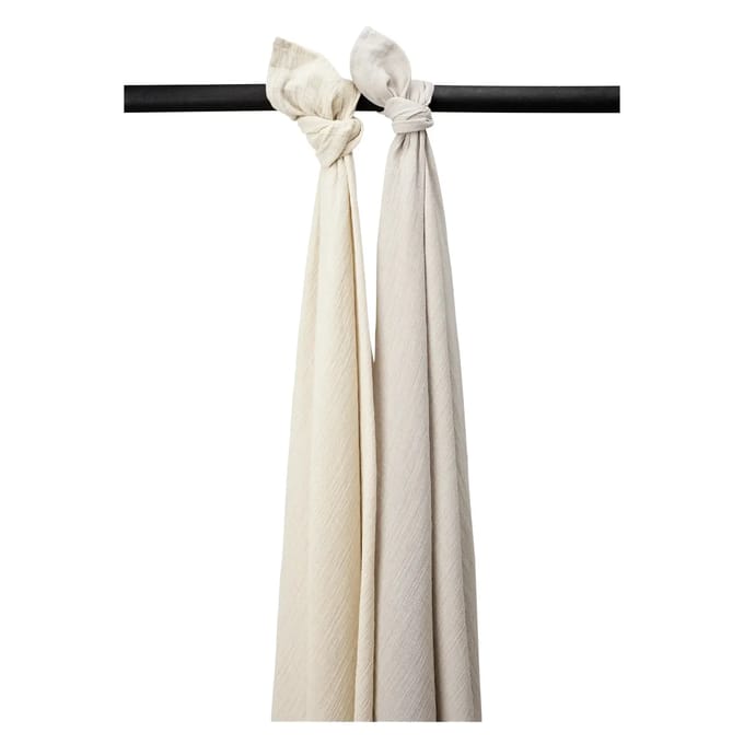 Meyco Baby Uni swaddle - 2-pack - pre-washed hydrofiel - soft sand/greige - 120x120cm