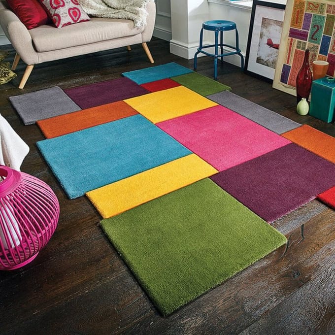 Flycarpets Abstract Modern Stracto Collage - Organische Vorm Vloerkleed - Multi - 120x180 cm