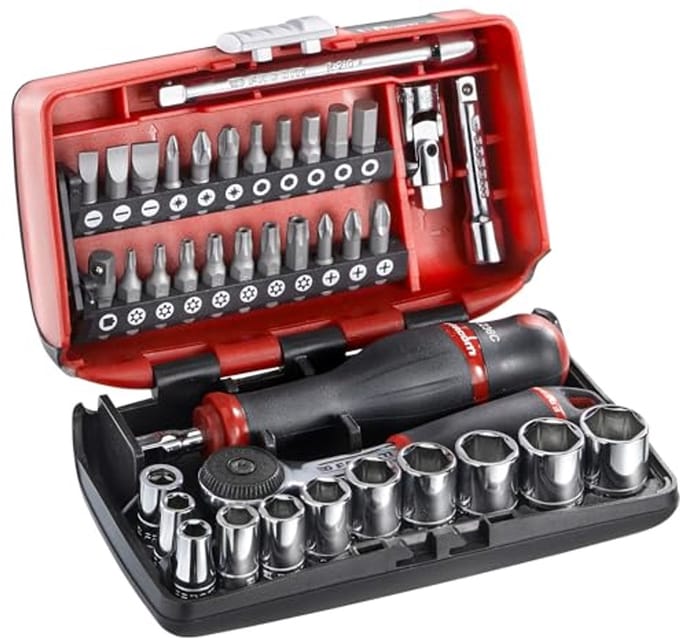 38-dlg. 1/4" dopsleutelset met complete gereedschapskoffer en accessoires