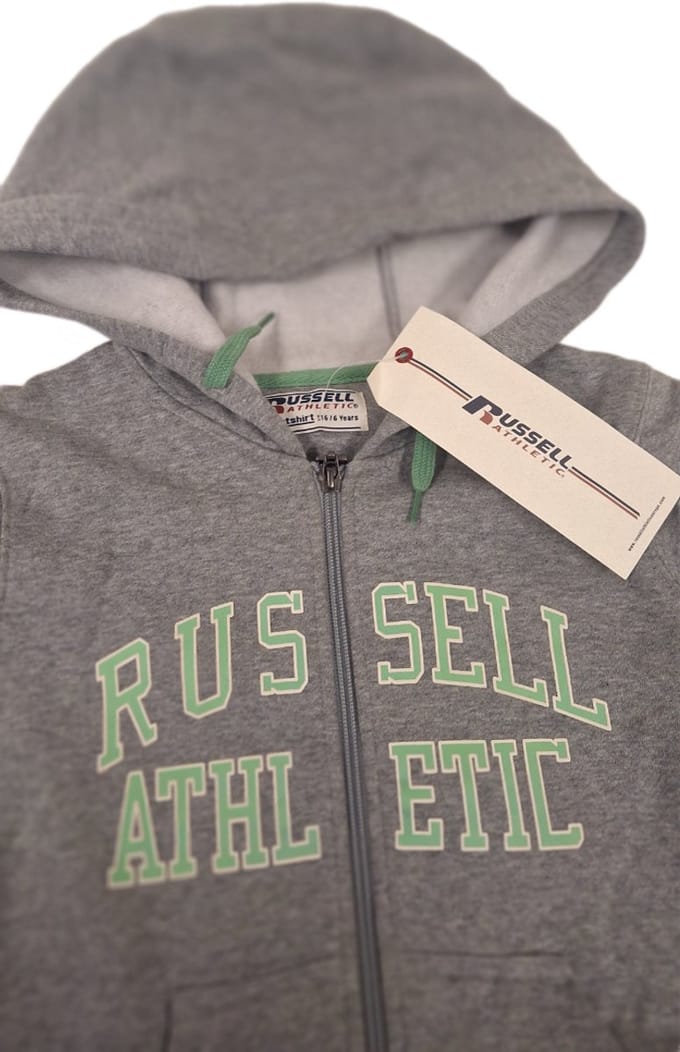 RUSSELL ATHLETIC/ KIDS/HOODY/GREEN APPICATION/ ZIPPER / 116