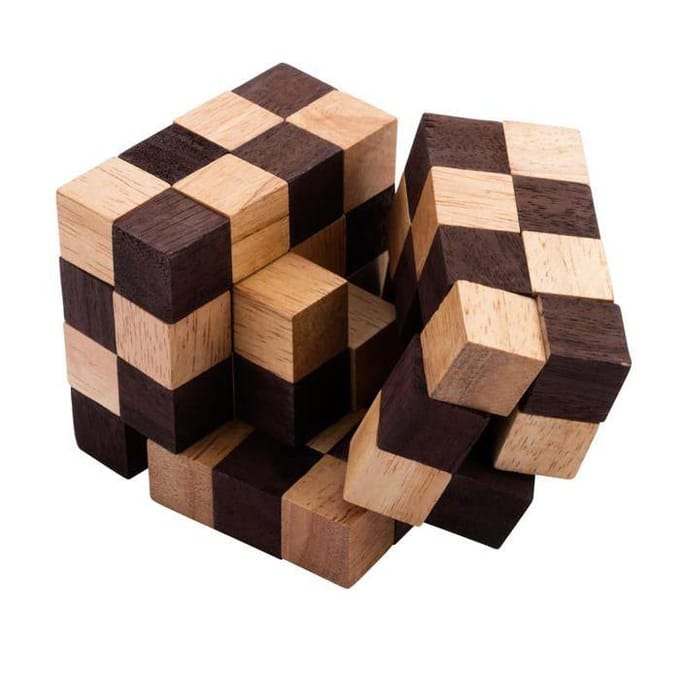 Casse-tête en bois - Engelhart - Anaconda - Niveau expert - 1 pièce - 8 cm de côté vert