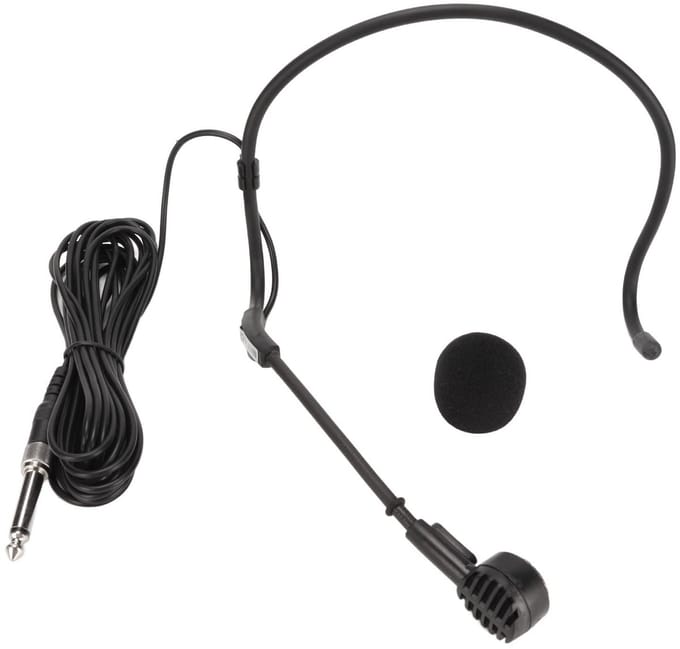 Dailygoody - Professionele Hoofdtelefoonhoofdmicrofoon - Dynamische Oorhaakmicrofoon - Ergonomisch Ontwerp - Zwart - Karaoke Microfoon - 16,4 Ft Bekab...