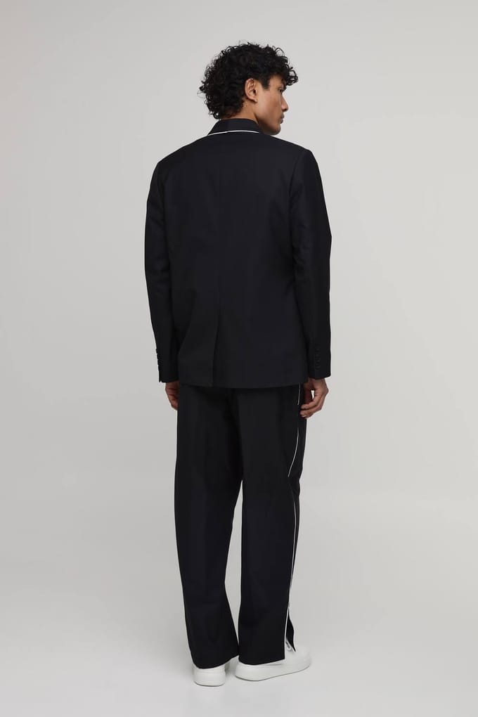 Satijnen Afwerking Wikkel Gesp Ontspannen Pasvorm Blazer | Black | Size 40